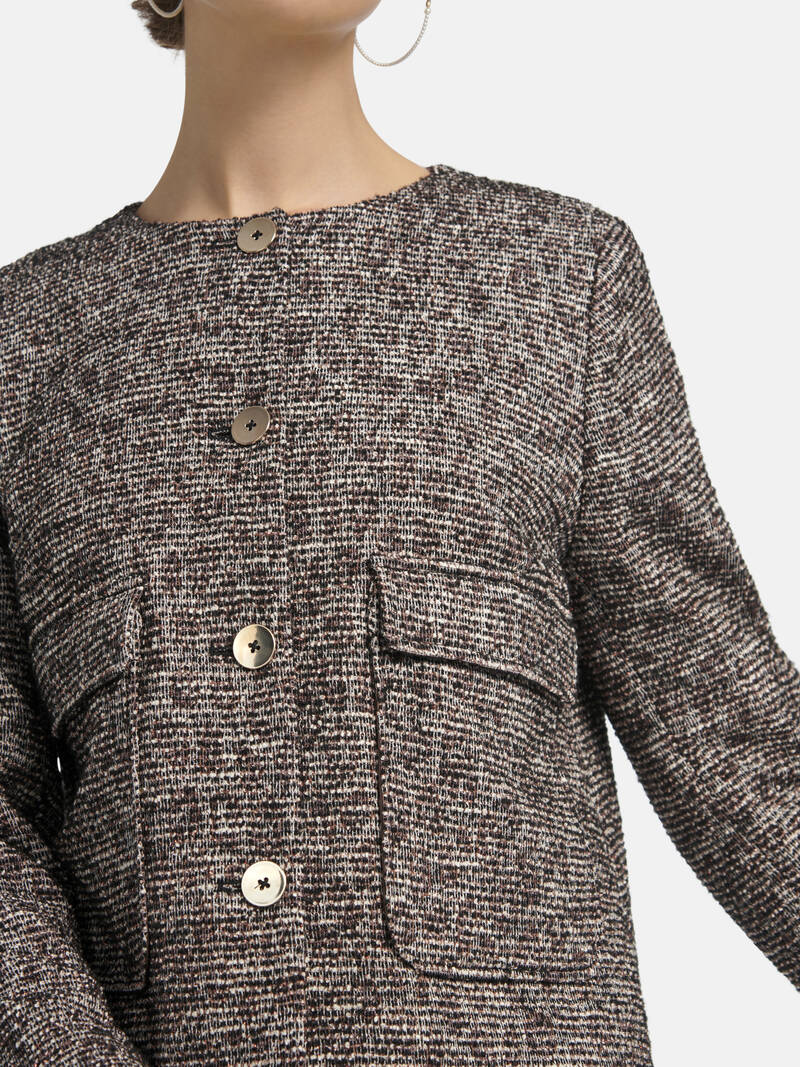Round neck jacket in animal bouclé look in brown-multicolour | The ...