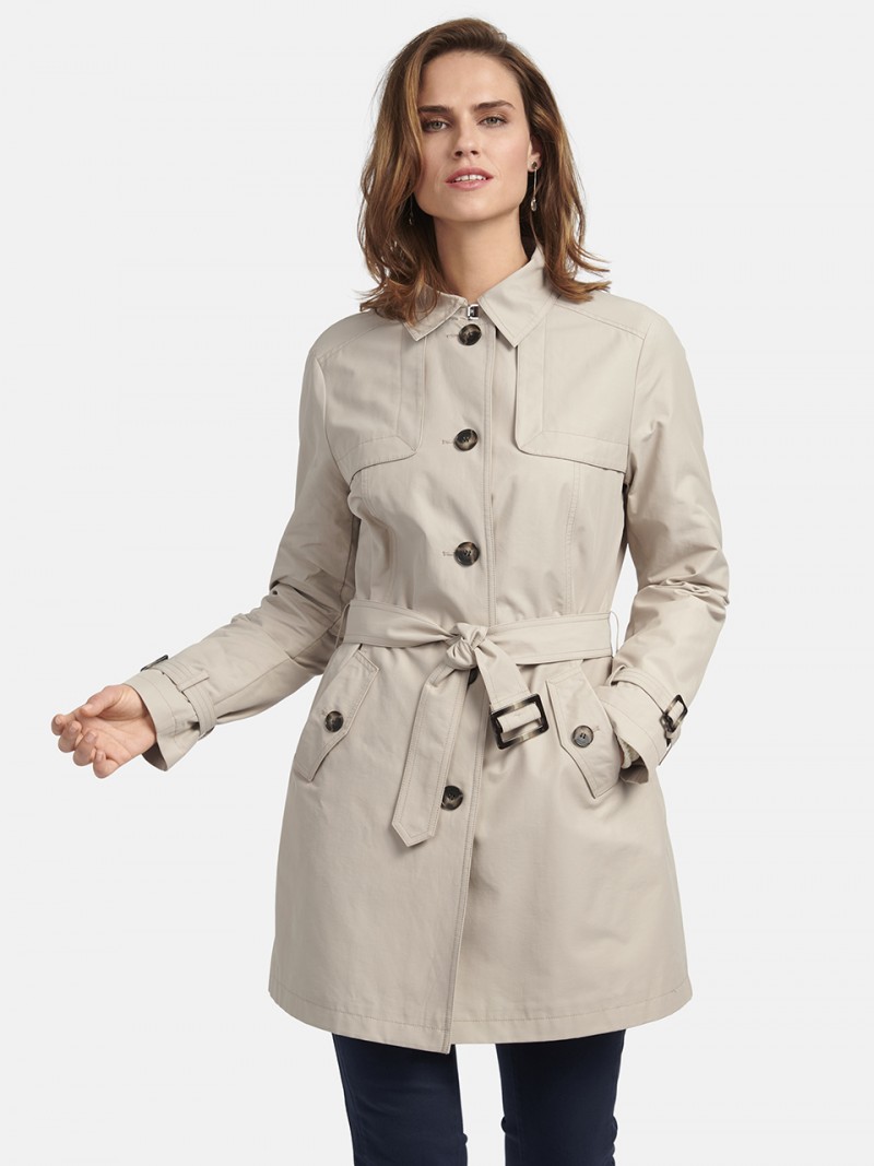 Trench Coat With tie belt in stone | The official BASLER Online Shop ...